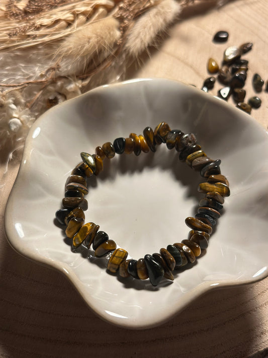 Tigerauge Splitterarmband – Handgemachtes Edelsteinarmband