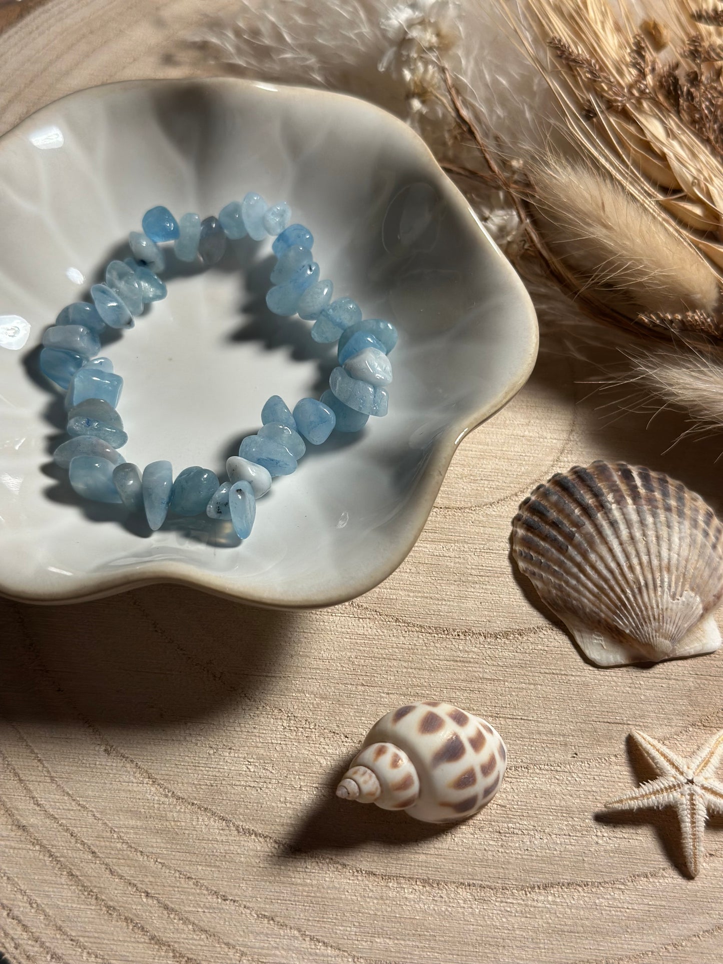 Aquamarin Splitterarmband – Handgemachtes Edelsteinarmband