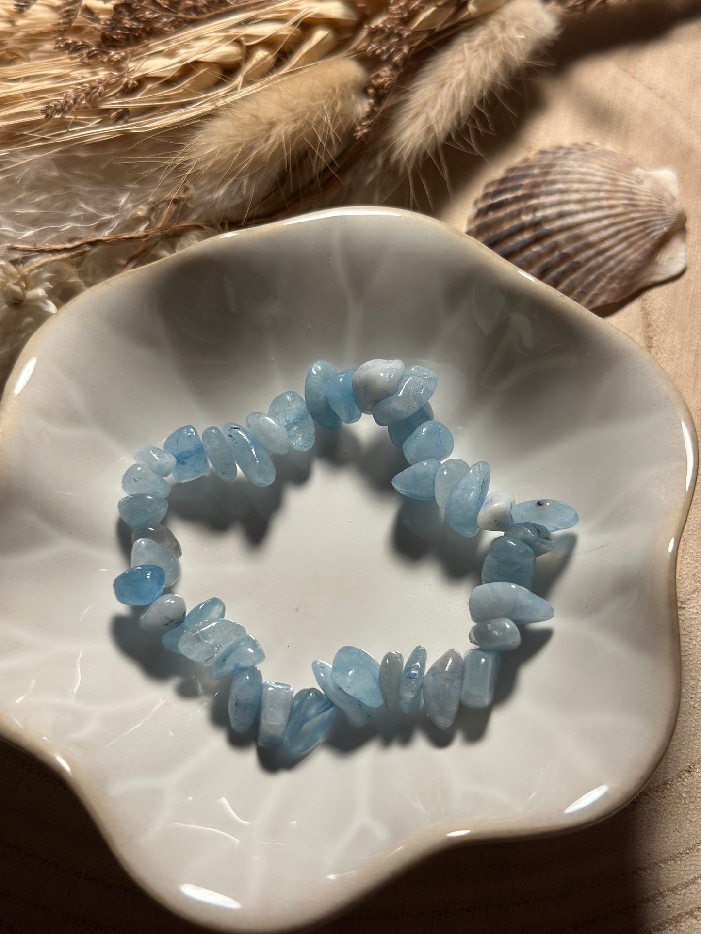 Aquamarin Splitterarmband – Handgemachtes Edelsteinarmband