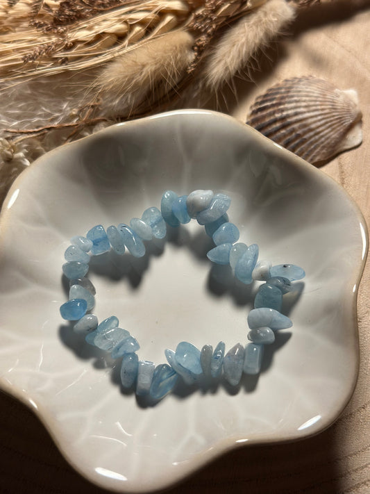 Aquamarin Splitterarmband – Handgemachtes Edelsteinarmband